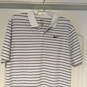 Nike Men's Polo Shirt in White with Black Stripes